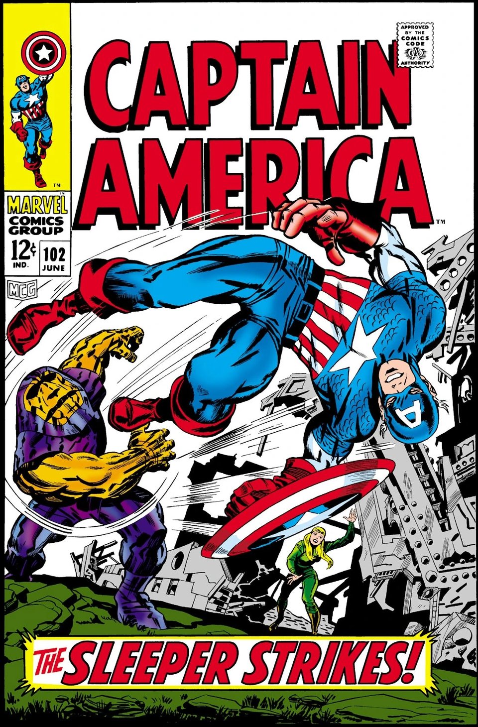 Captain America #102's cover, described above.