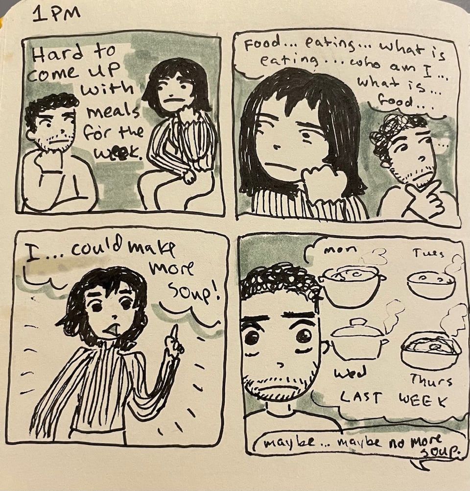 1 PM comic about planning meals for the week