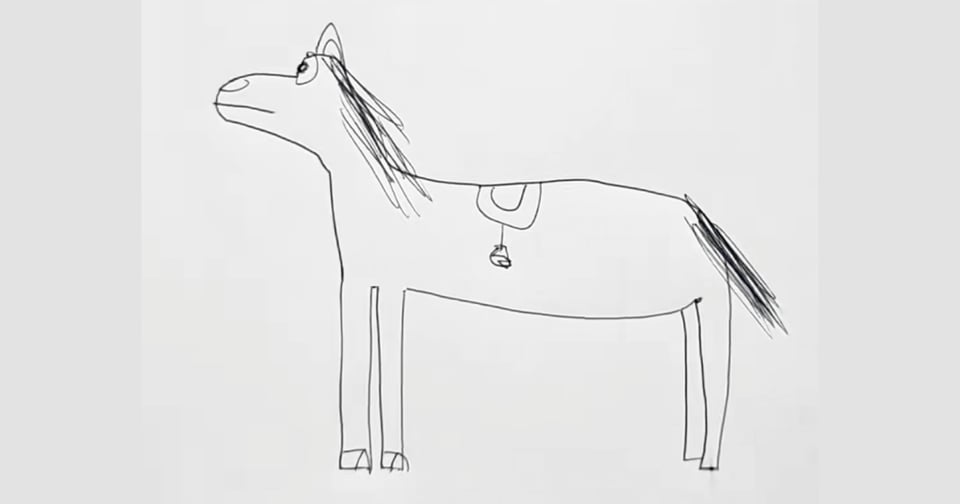 A line drawing of a horse. It isn't very good yet.