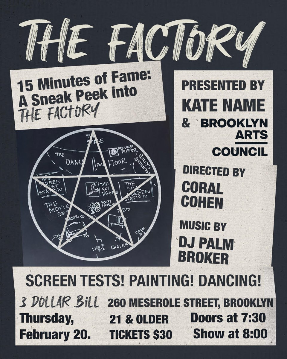 poster for the factory immersive theater show on thu feb 20 at 3 dollar bill