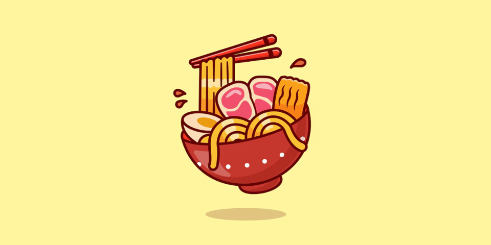 A cartoon of some noodles.