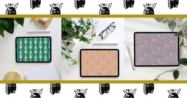 3 ipads with colorful patterned wallpapers made by destinytoro.com