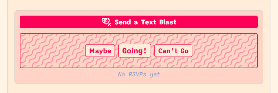 screenshot of RSVP block creator view
