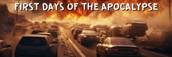 A clogged highway overtaken with a fireball
