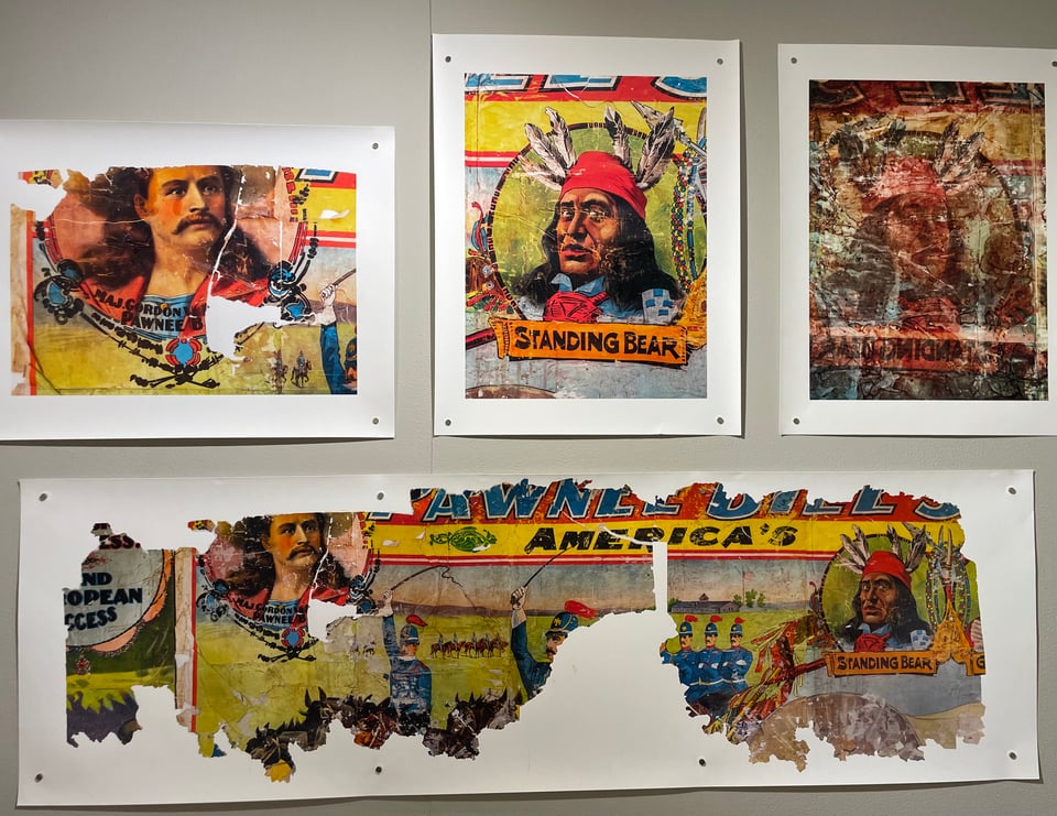 A few images of Pawnee Bill's Western show, with Pawnee Bill and his impressive moustache as well as Ponca Chief and civil rights hero Standing Bear, out earning a living