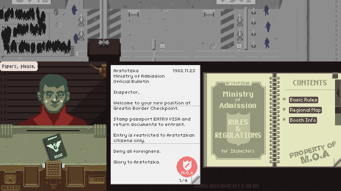 Screenshot of Papers, Please from its presskit