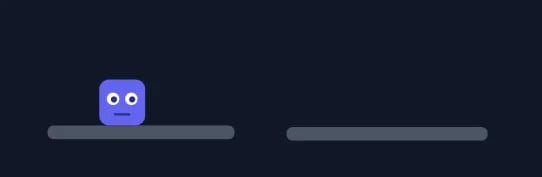 A blue blob with a concerned facial expression standing on a thin platform next to another thin platform