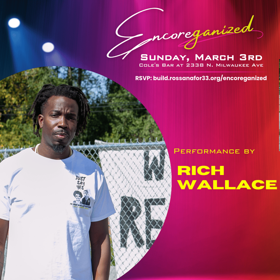A colorful magenta and yellow infographic sharing the event text written elsewhere in this newsletter and a promotional photo of the artist whose bio is below.
