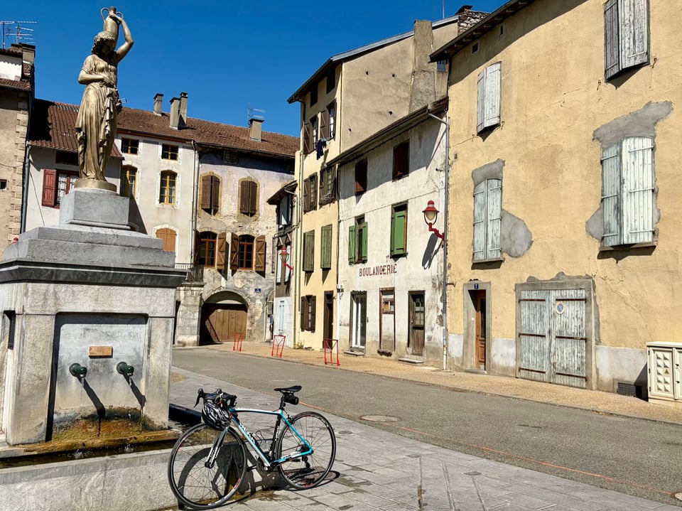 Road bike in an old square
