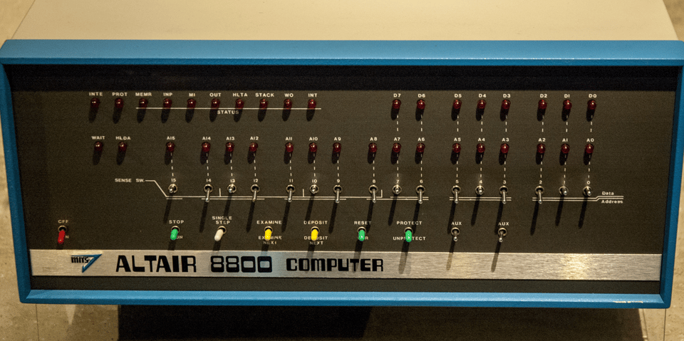 Front panel of the Altair 8800 computer