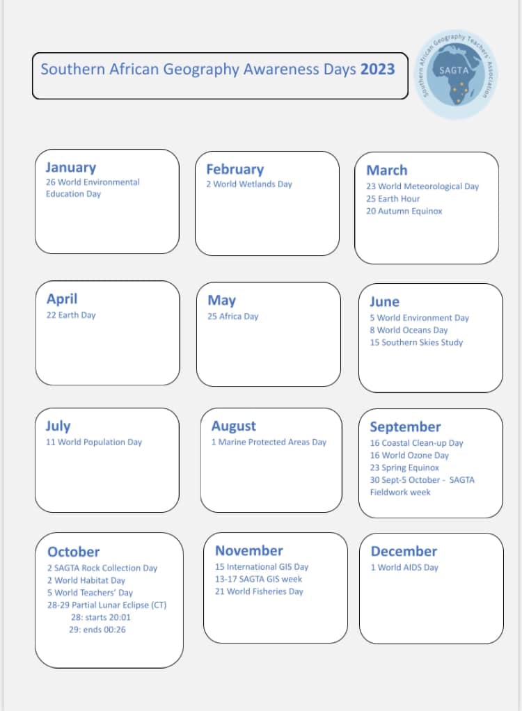  Geography Awareness Calendar for Southern Africa