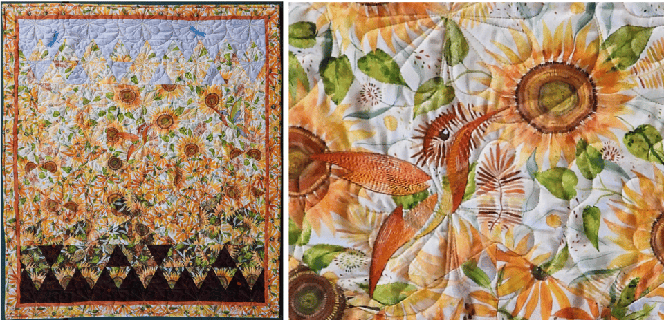 Flurry of Flowers
Pieced and quilted by Karen Ryan, Beloit, WI
Pattern: Panel quilt using hexagons