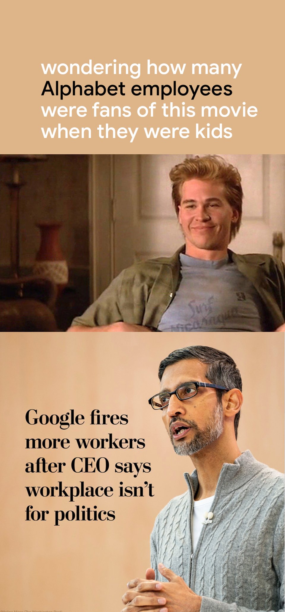 self-made Instagram shitpost about the reality of high-tech conformity to the military industrial complex.