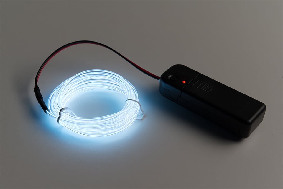 White EL wire and battery pack
