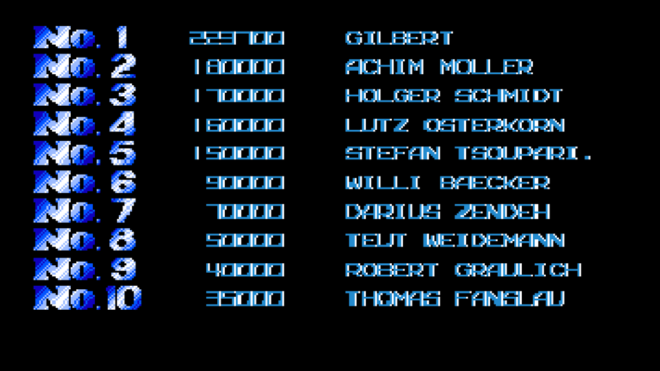 Gilbert’s high score in R-Type.