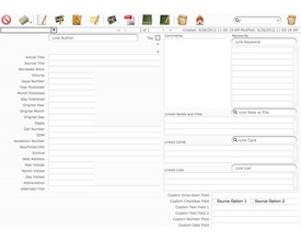 An application window with fields for bibliographic information.