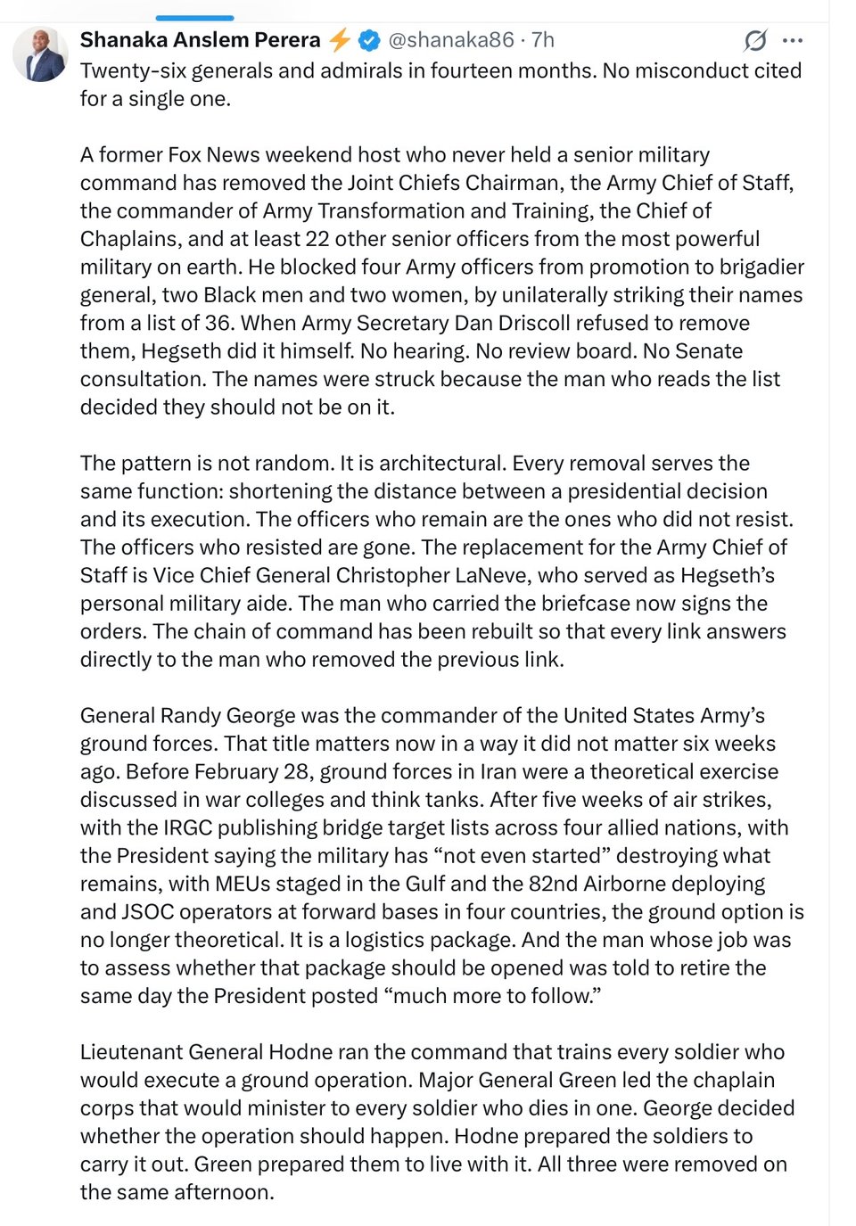 Hegseth’s firing blacks and women