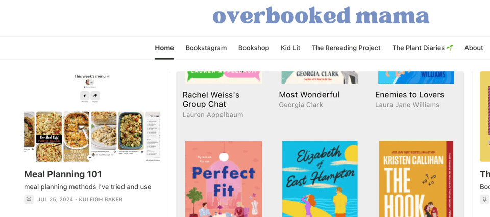 screenshot of the overbooked mama newsletter