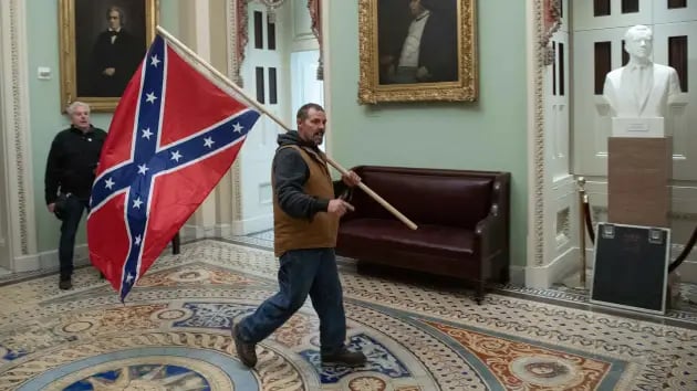 the civil war flag in the capitol on J6. per the Republican Party: they're political prisoners. put that in your pipe and smoke it.