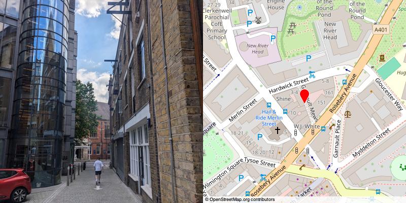 A picture and map of the mews