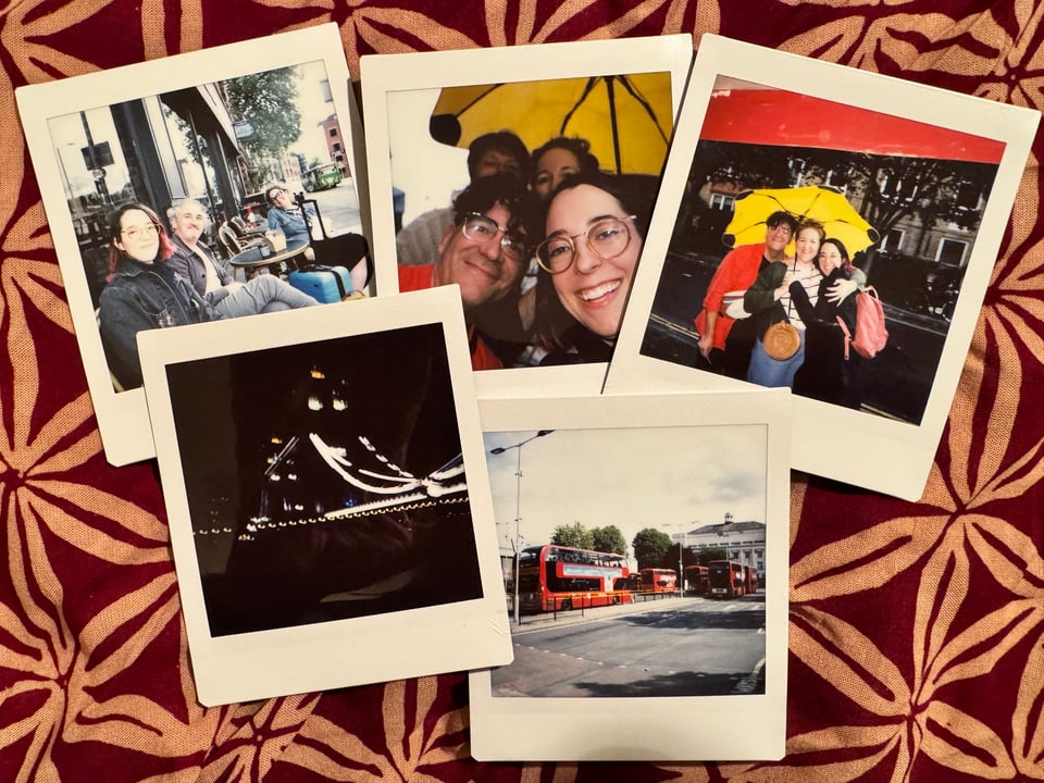 a bunch of photos of the UK take on an instax camera