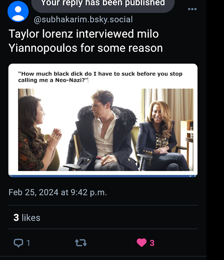 Taylor lorenz interviewed milo Yiannopoulos for some reason