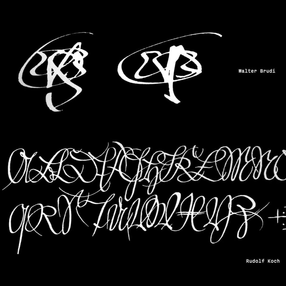 Examples of asemic writing by Walter Brudi and Rudolf Koch.