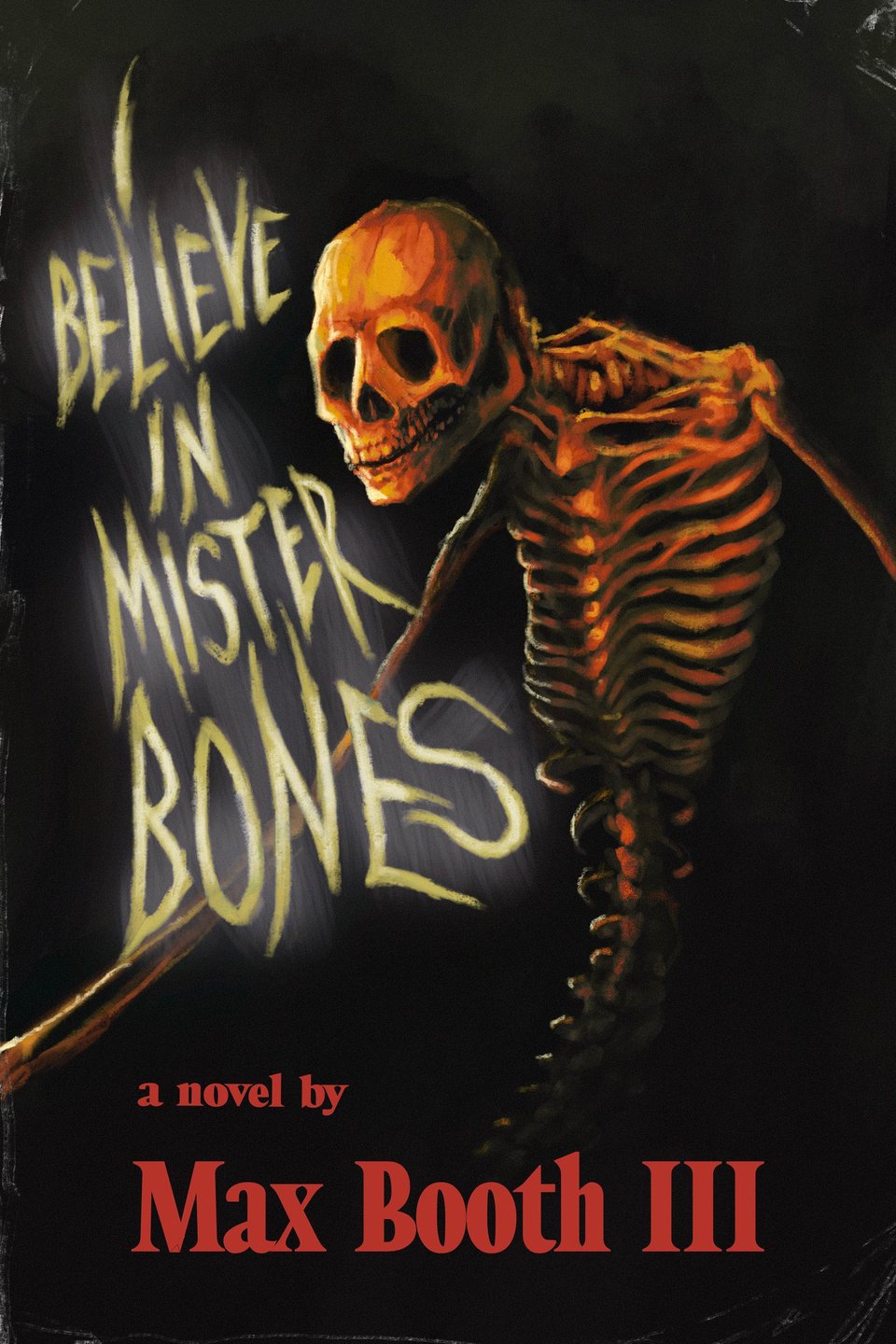The Cover of I Believe in Mr. Bones, featuring a floating, overelongated skeleton creature