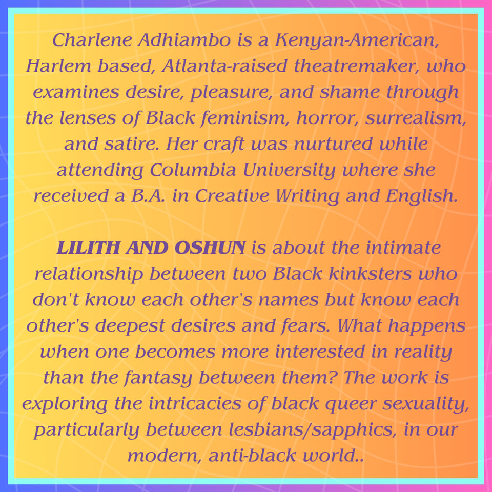 Charlene Adhiambo's playwright biography and play logline