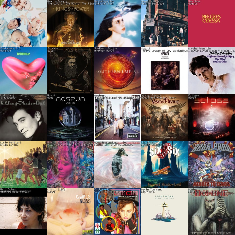The top 25 albums I listened this month.