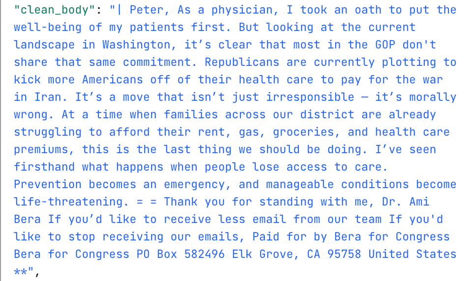A screenshot of JSON