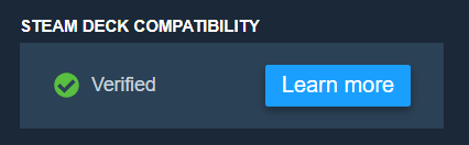 Steam Deck compatibility listed as “verified”
