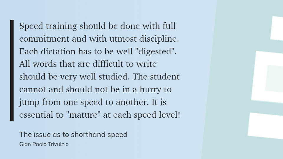 The issue as to shorthand speed