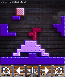 Chunkster by Tim Romero. A funky red block stands on a purple pyramid.