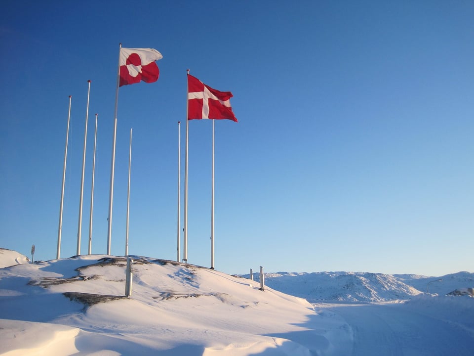 Greenland and Denmark flags.
