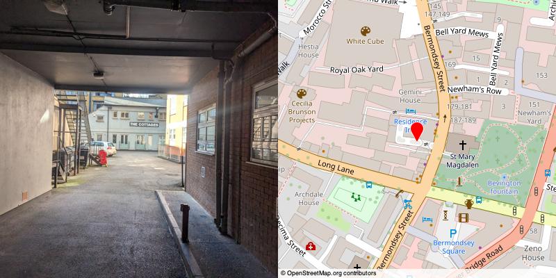 A picture and map of the mews