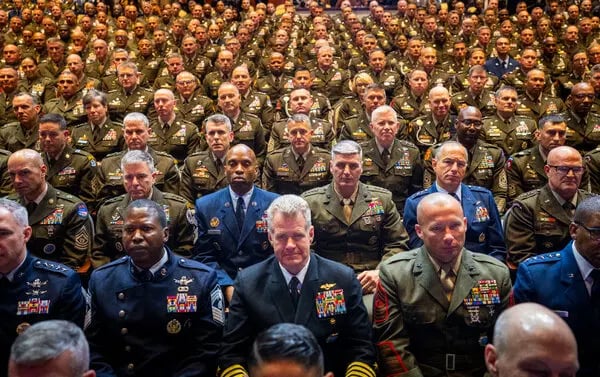 More than 800 top military officials gathered in Quantico, Va., on Tuesday.