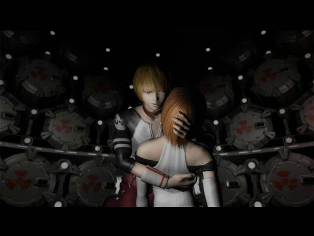 A man holding a woman