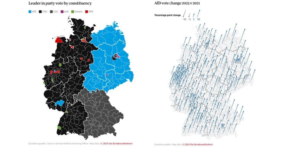 Election map showing the rise of AfD