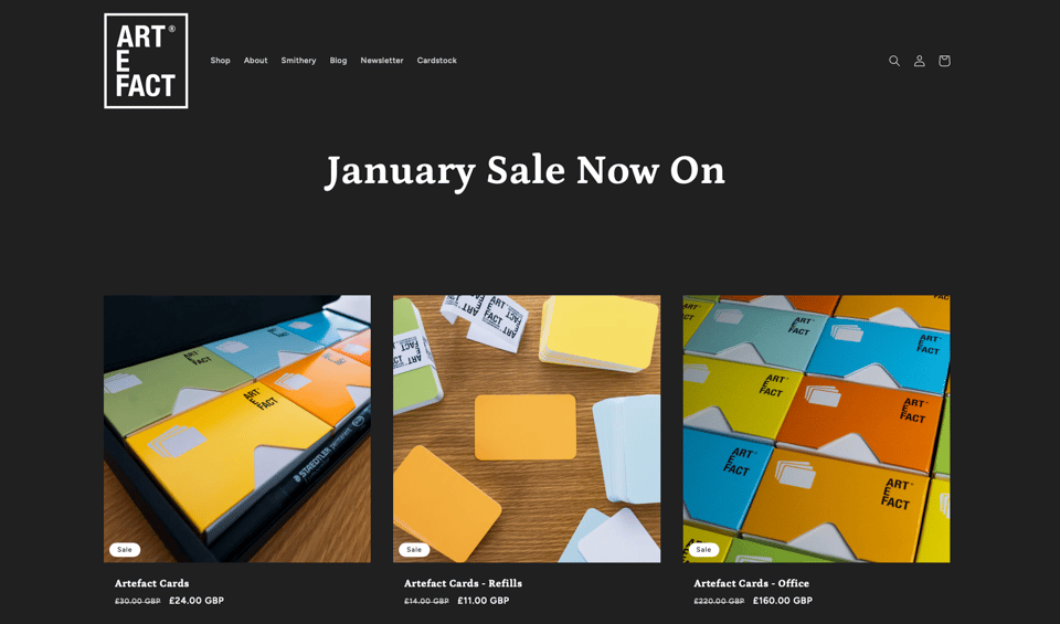 A picture of The Artefact Shop January Sale