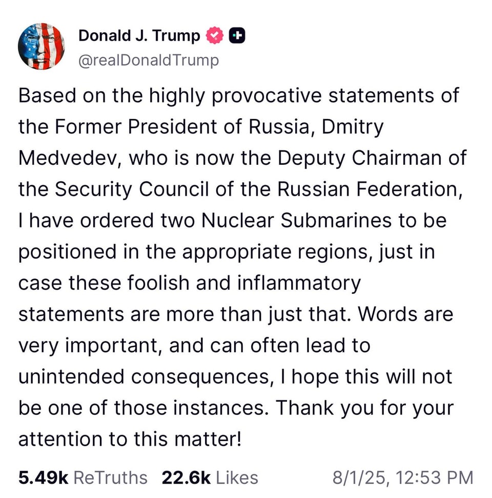 Trump’s dangerous policy was, of course, by Truth Social.