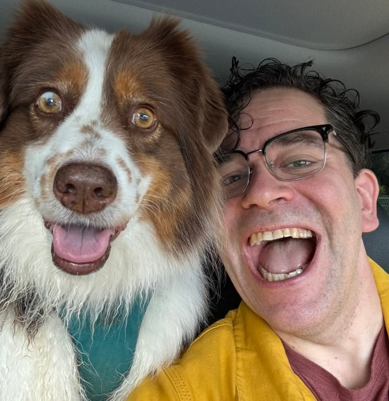 Flip (the dog) and Roy (the human)