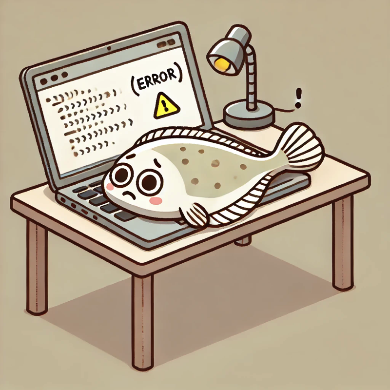 A confused flounder (fish) on top of a keyboard