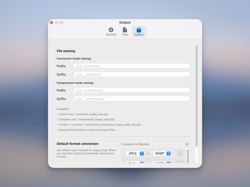 Custom file naming