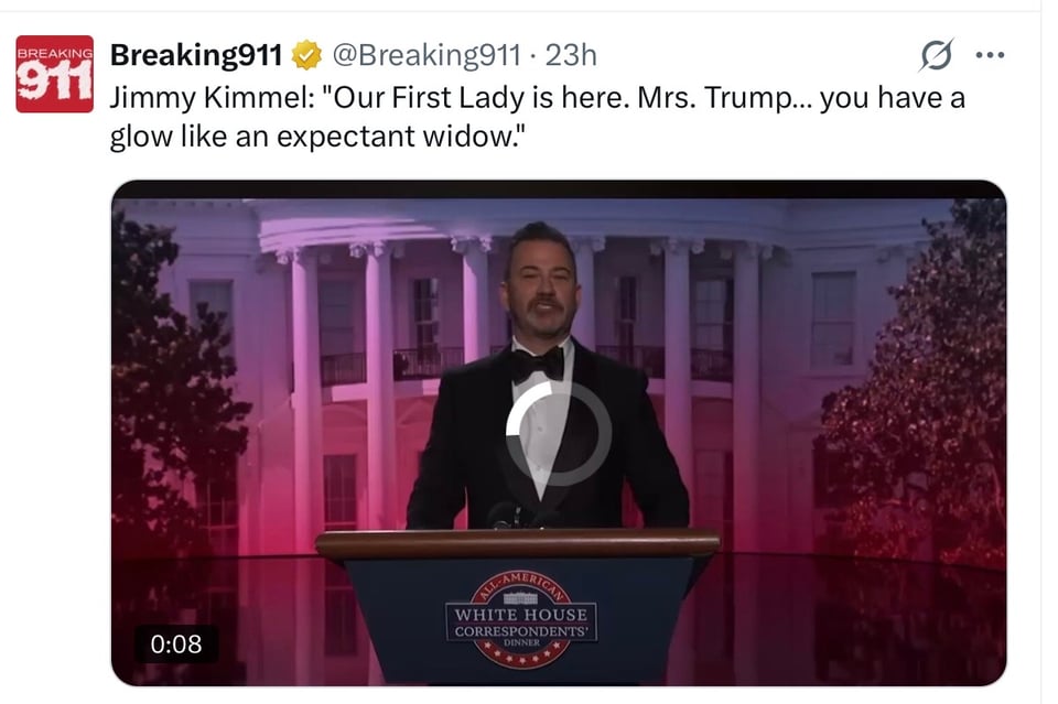 Here is what he said. Kimmel recorded this joke two days before the shooter incident at the White House Correspondent’s Dinner.