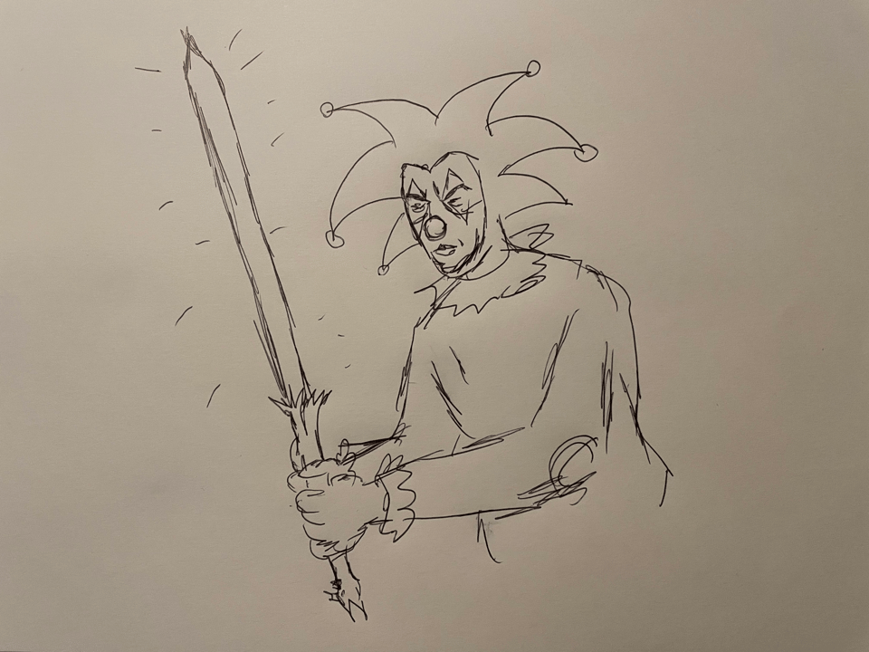 A clown with a lightsaber
