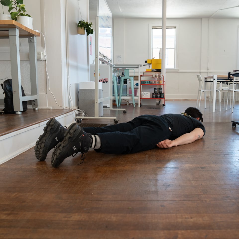 River taking a nap on the floor.