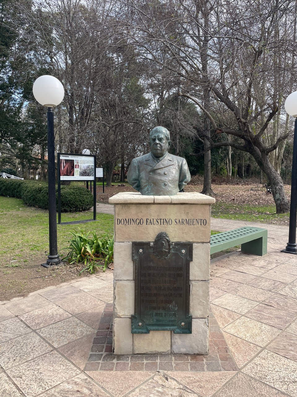 Statue of the Argentine president Domingo Faustino Sarmiento" where his weekend house has been turned into a museum in the Tigre Delta.