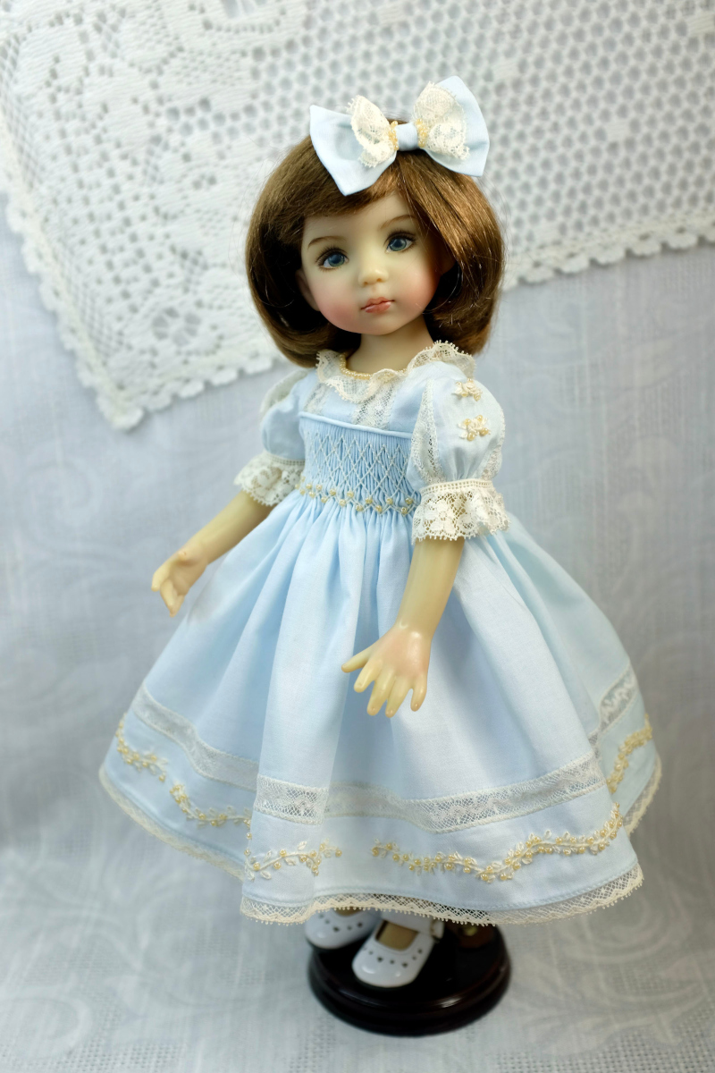 Blue Heirloom dress with Ecru lace 