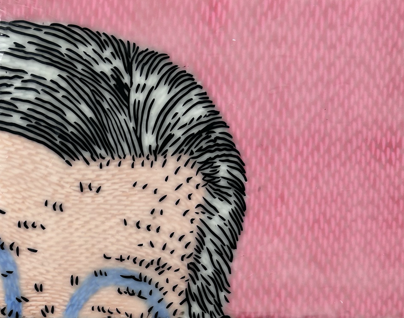 painting detail. top of an old man's forehead.